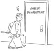 Angler Management with broken reel held by angler
