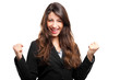 Businesswoman in a victory pose