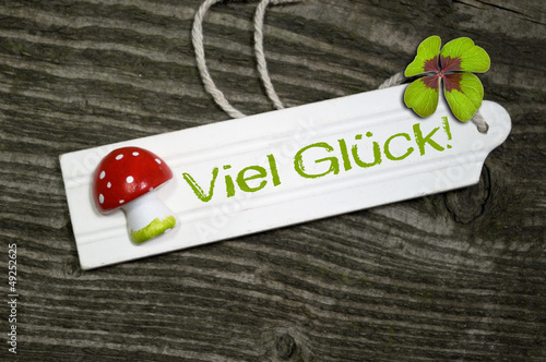 Photo: Holzanhänger mit Glückspilz und Klee Holzanhänger mit Glückspilz und Klee