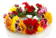 wreath of beautiful summer flowers, isolated on white
