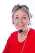Portrait - ältere Frau mit Headset isoliert