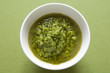 Close-up view of organic italian Pesto