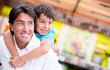 Happy father and son
