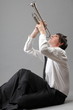 Portrait of a young man playing his Trumpet