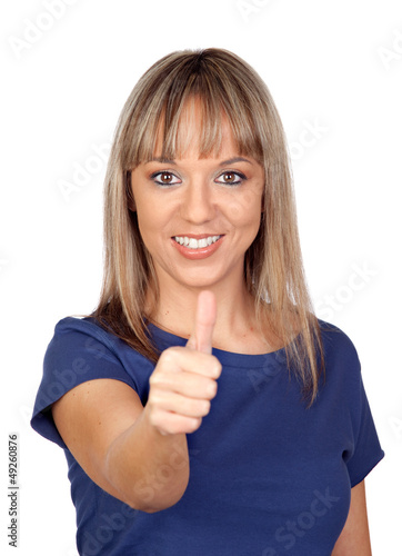 Photo: Pretty blond girl saying OK Pretty blond girl saying OK