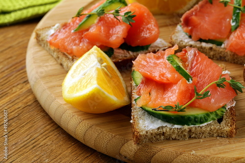 Photo: canape sandwiches with salmon and cucumber canape sandwiches with salmon and cucumber