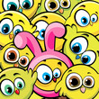 Easter background with chicken looks like a bunny