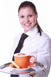 Kellnerin mit Cappuccinotasse 2