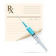 Vector: medical prescription and syringe medical prescription and syringe