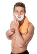 Photo: Sexy handsome young man with a shaving foam Sexy handsome young man with a shaving foam