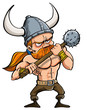 Cartoon illustration of a fierce redhead viking