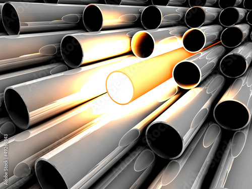Illustration: 3D chrome tubes with overheated tube. Concept - the best. 3D chrome tubes with overheated tube. Concept - the best.