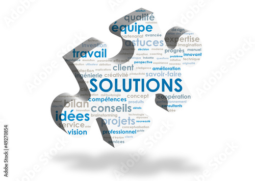 Illustration: Nuage de Tags SOLUTIONS (pièce puzzle idées innovation réponses) Nuage de Tags SOLUTIONS (pièce puzzle idées innovation réponses)