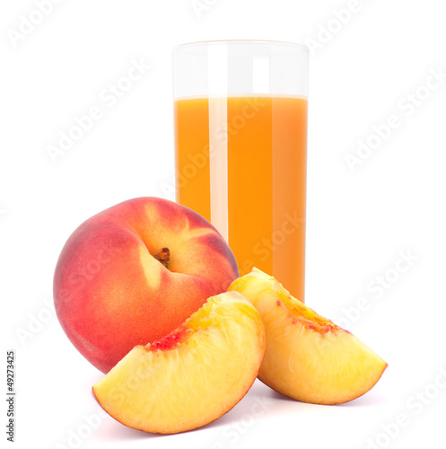 Photo: Peach fruit juice in glass Peach fruit juice in glass