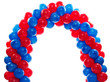 Arch of red and blue balloons
