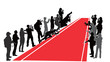 Group of people with camera near Red Carpet. Vector silhouettes