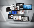 Many screens showing business images