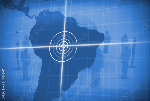 Photo: Digital global grid focusing on south america Digital global grid focusing on south america