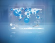 Futuristic screen with the world map
