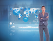 Businesswoman standing against a futuristic screen