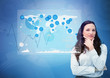 Businesswoman looking at digital futuristic interface