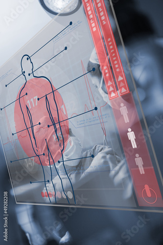 Photo: Red and transparent medical interface Red and transparent medical interface