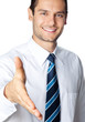 Foto: Business man giving hand for handshake, isolated Business man giving hand for handshake, isolated