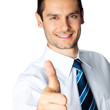 Businessman with thumbs up, isolated