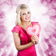 Romantic Woman With Heart Shape Valentine Card