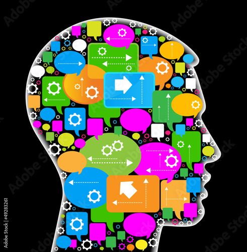 Vector: human head with speech bubbles human head with speech bubbles