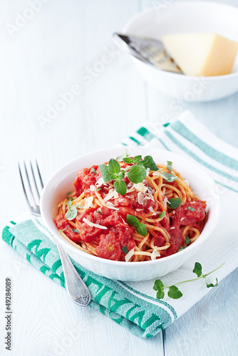 Photo: Spaghetti with tomato sauce and parmesan Spaghetti with tomato sauce and parmesan