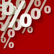 % Prozent weiss Rot Papier Ecke Hintrergrund