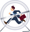 Businessman running in a hamster wheel