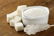 Several types of white sugar  refined  and granulated sugar
