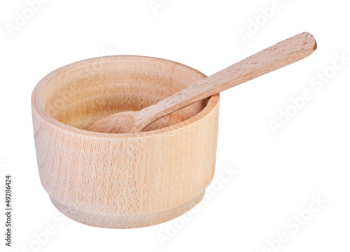 Photo: Woode dish with spoon. Woode dish with spoon.