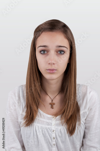 Photo: Portrait of a young teen girl - photo for the ID Portrait of a young teen girl - photo for the ID