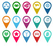 Set de iconos para marcadores en mapas con símbolos y colores