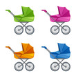 Set of colorful prams