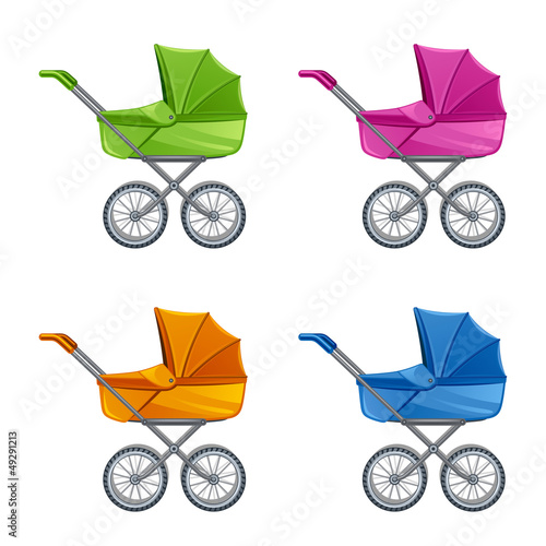 Vector: Set of colorful prams Set of colorful prams