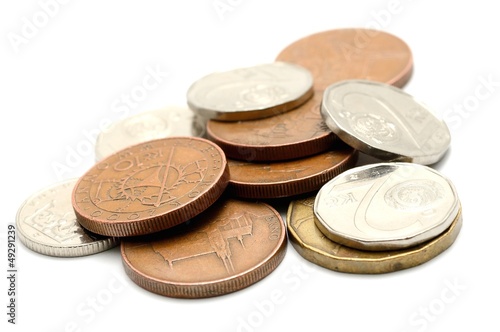 Photo: Macro shot of czech coins isolated on a white background. Macro shot of czech coins isolated on a white background.