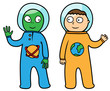 Vector: Astronaut and alien Astronaut and alien