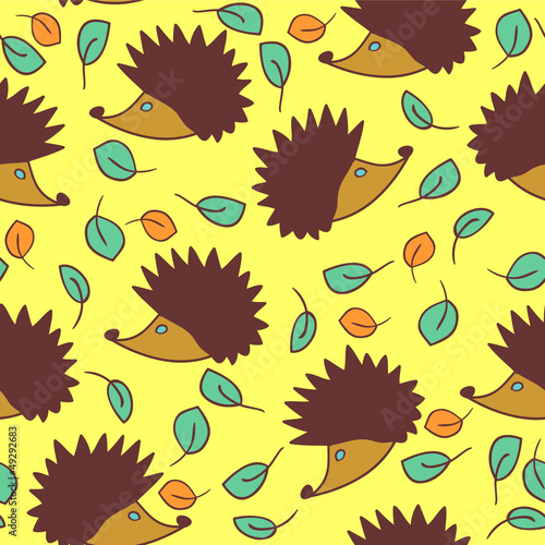 Vector: Seamless pattern with cute hedgehogs Seamless pattern with cute hedgehogs