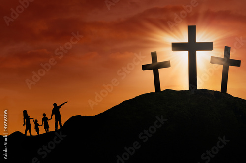 Illustration: Family silhouette at the Cross Family silhouette at the Cross
