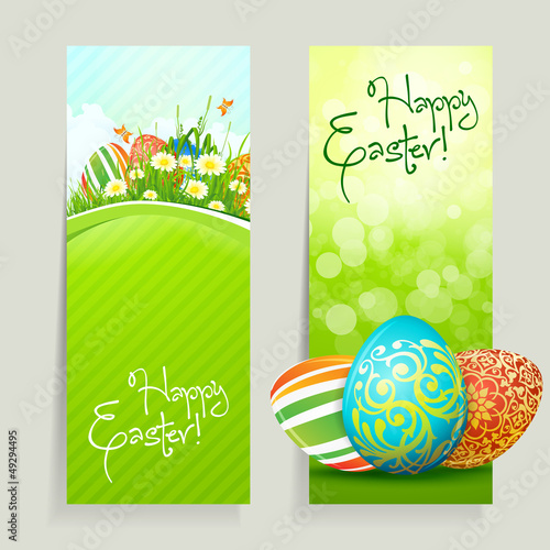 Vector: Set of Easter Cards with Eggs Set of Easter Cards with Eggs