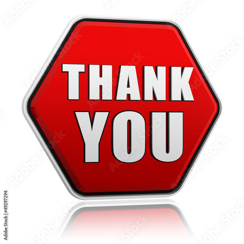 Photo: thank you in red hexagon banner thank you in red hexagon banner