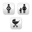Vector: Baby pregnancy buttons set - carriage, motherhood, family Baby pregnancy buttons set - carriage, motherhood, family