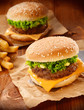 Hamburger and fries