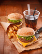 Hamburger and fries