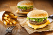 Hamburger and fries
