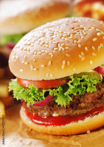 Photo: Close-up of hamburger Close-up of hamburger